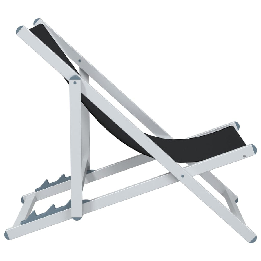 Strandstoelen Inklapbaar 2 St Aluminium En Textileen Zwart
