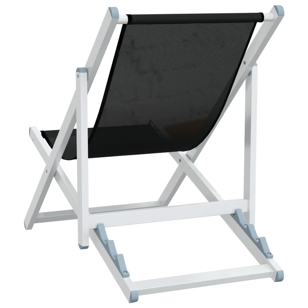 Strandstoelen Inklapbaar 2 St Aluminium En Textileen Zwart