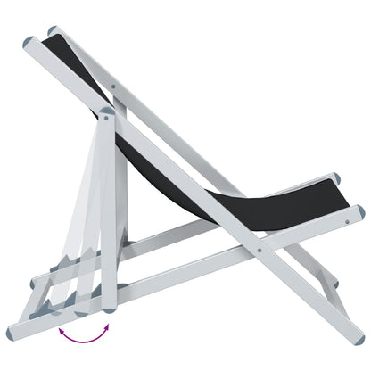Strandstoelen Inklapbaar 2 St Aluminium En Textileen Zwart