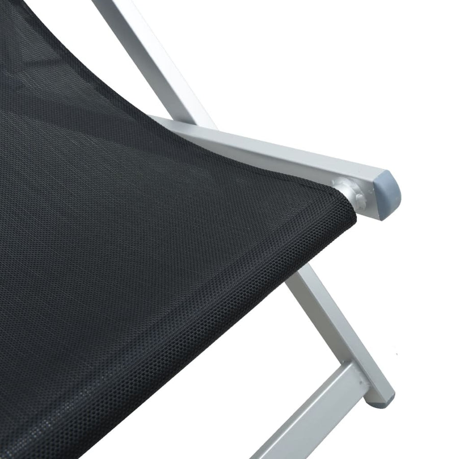 Strandstoelen Inklapbaar 2 St Aluminium En Textileen Zwart