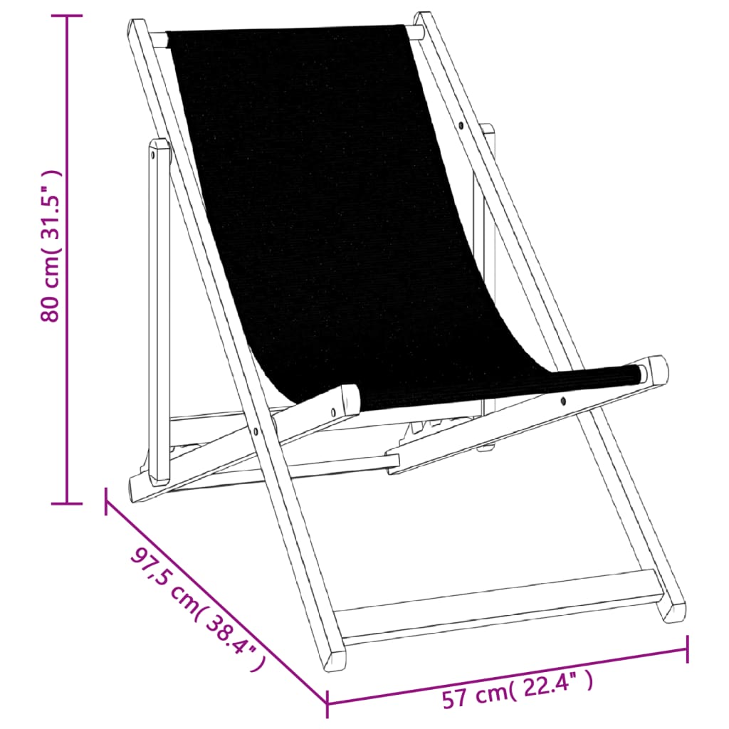 Strandstoelen Inklapbaar 2 St Aluminium En Textileen Zwart