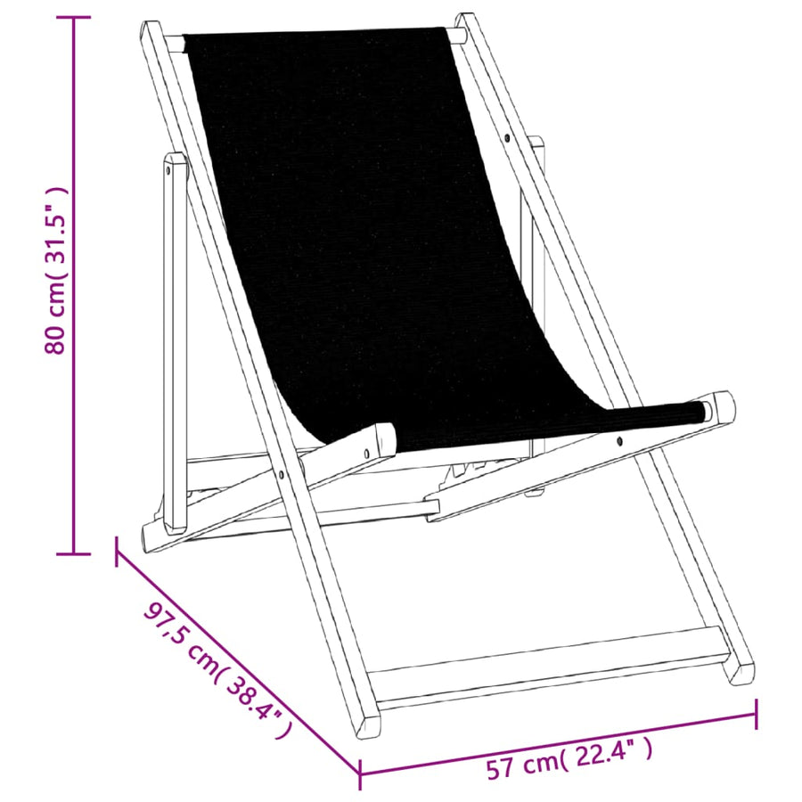 Strandstoelen Inklapbaar 2 St Aluminium En Textileen Zwart