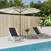 Strandstoel aluminium textileen zwart 2 stuks