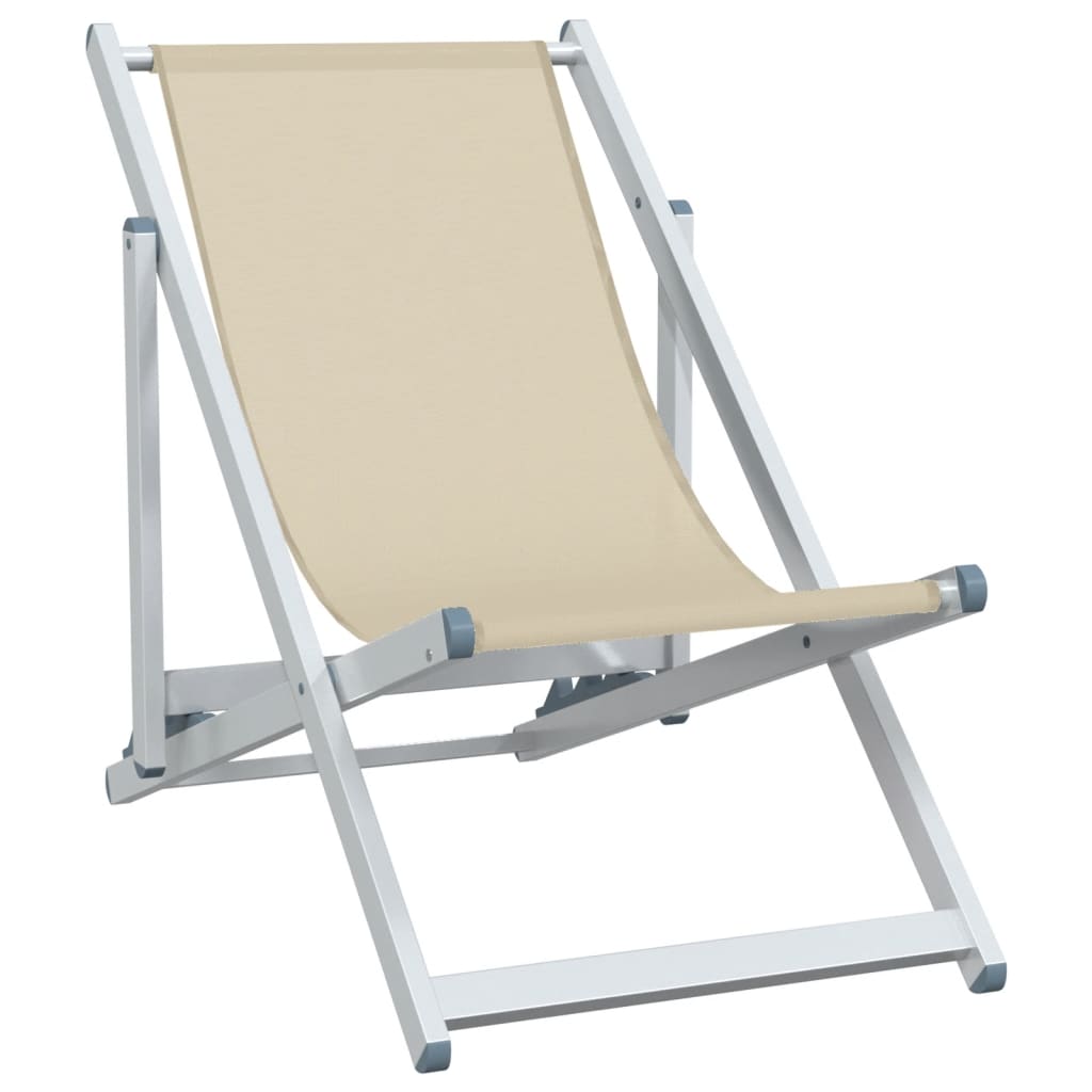 Strandstoelen inklapbaar 2 st aluminium en textileen crèmekleur Crème