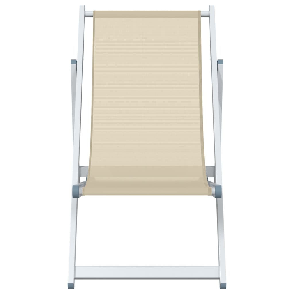Strandstoelen inklapbaar 2 st aluminium en textileen crèmekleur Crème