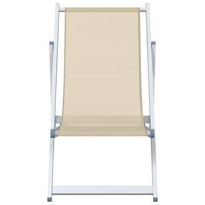 Strandstoelen inklapbaar 2 st aluminium en textileen crèmekleur Crème