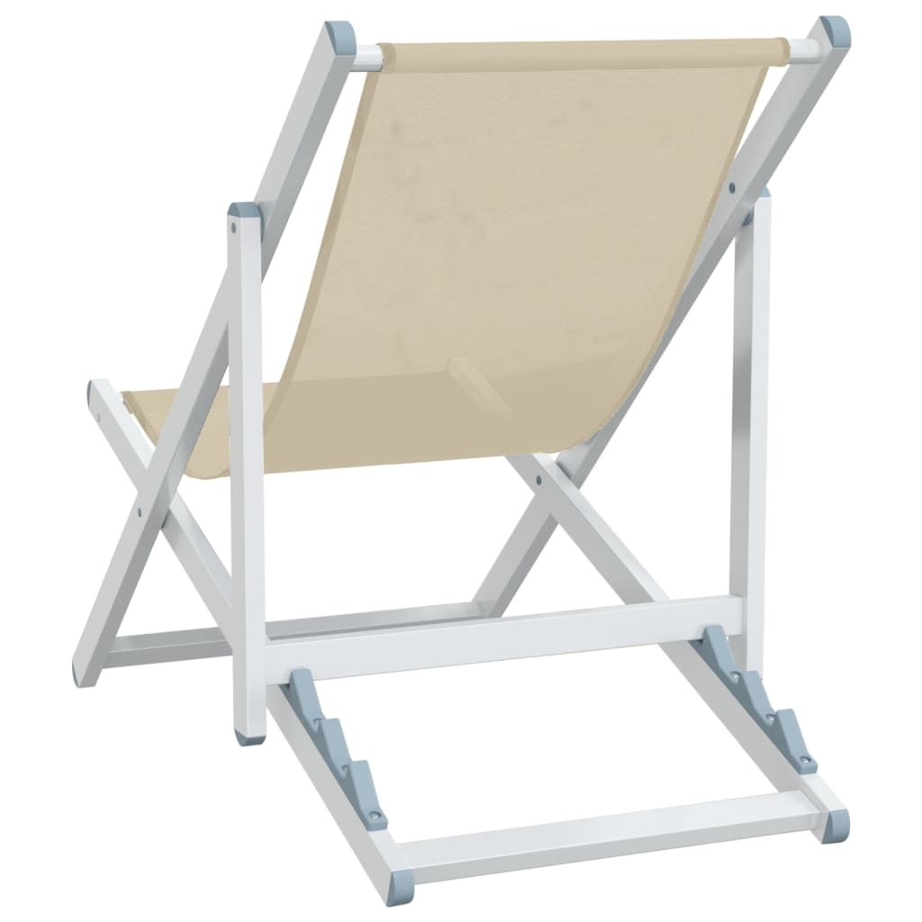 Strandstoelen inklapbaar 2 st aluminium en textileen crèmekleur Crème