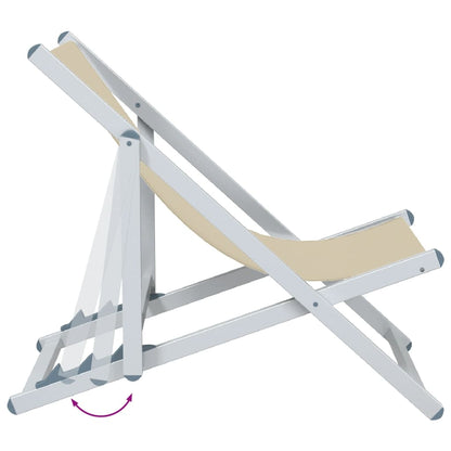 Strandstoelen inklapbaar 2 st aluminium en textileen crèmekleur Crème