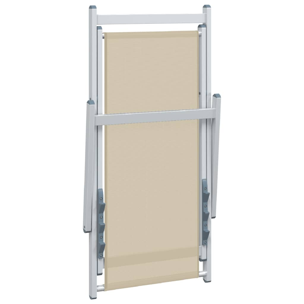 Strandstoelen inklapbaar 2 st aluminium en textileen crèmekleur Crème