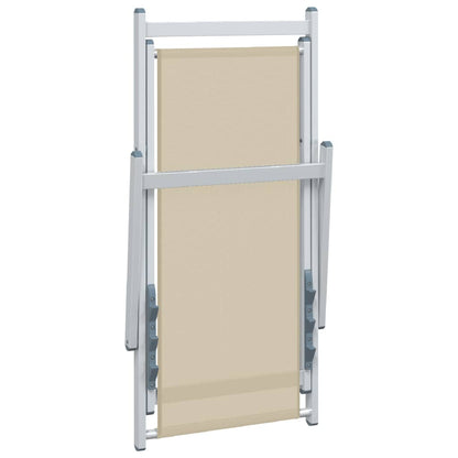 Strandstoelen inklapbaar 2 st aluminium en textileen crèmekleur Crème