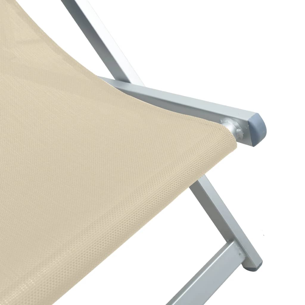 Strandstoelen inklapbaar 2 st aluminium en textileen crèmekleur Crème