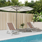 Strandstoel aluminium textileen bruin 2 stuks