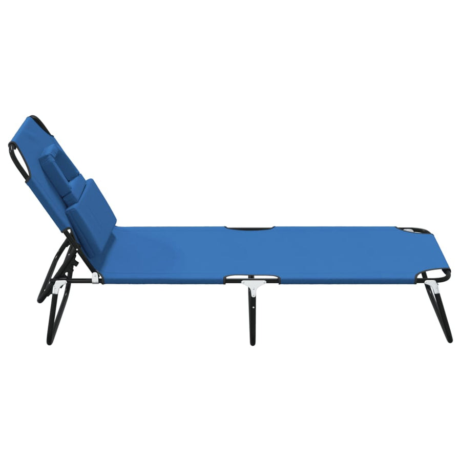 Ligbed Inklapbaar Oxford Stof En Gepoedercoat Staal Blauw