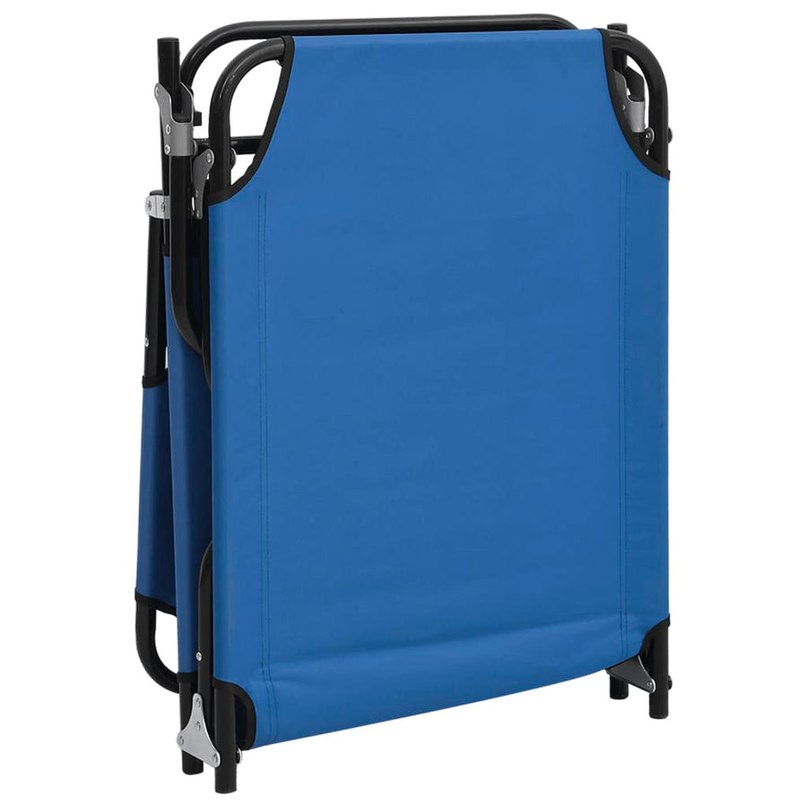 Ligbed Inklapbaar Oxford Stof En Gepoedercoat Staal Blauw