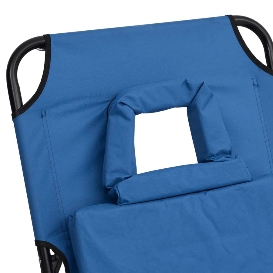 Ligbed Inklapbaar Oxford Stof En Gepoedercoat Staal Blauw