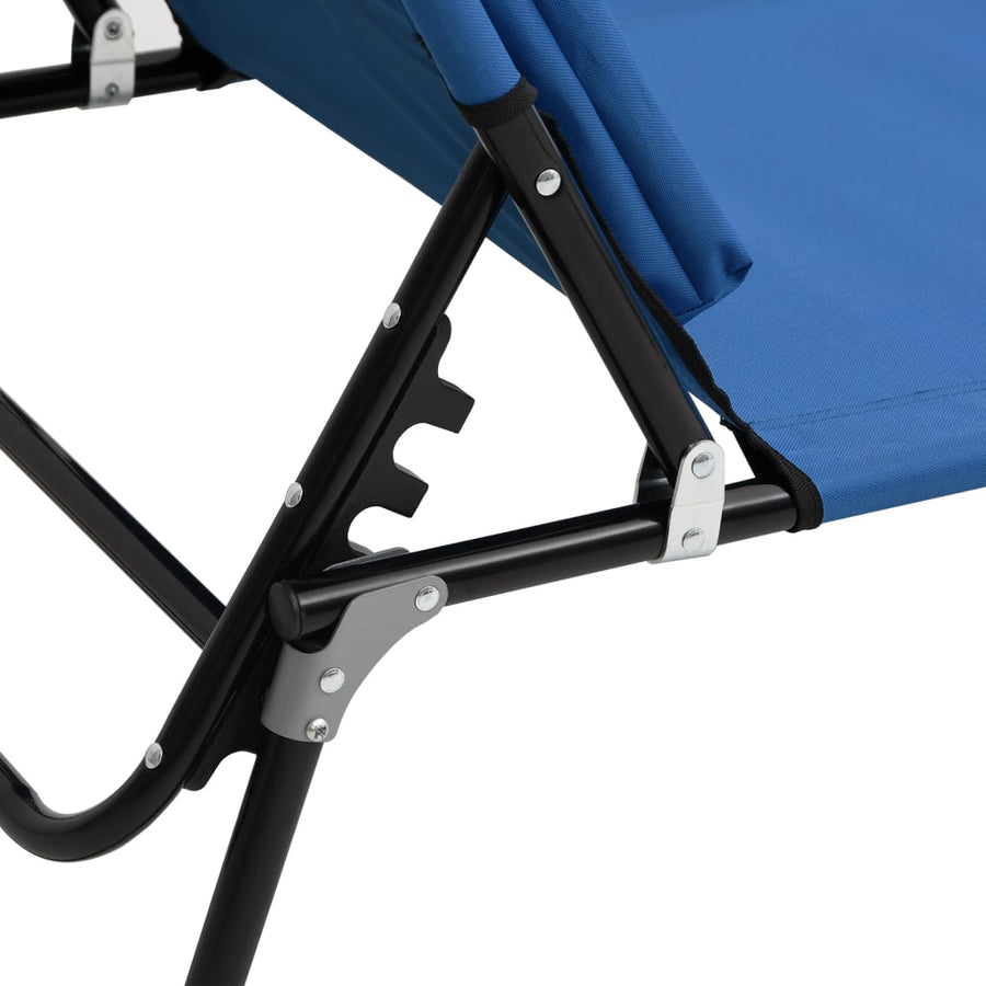 Ligbed Inklapbaar Oxford Stof En Gepoedercoat Staal Blauw
