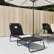 Ligbed inklapbaar oxford stof staal zwart 189x56x83 cm