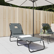 Ligbed inklapbaar oxford stof gepoedercoat staal grijs 189x56x83 cm