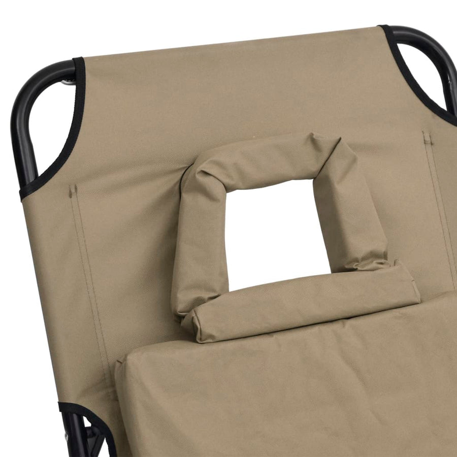 Ligbed Inklapbaar Oxford Stof En Gepoedercoat Staal Taupe