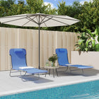 Sunloungers 2 pcs foldable textilene and steel blue