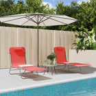 Sunloungers 2 pcs foldable textilene and steel red