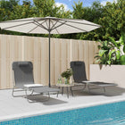 Sun loungers 2 pcs foldable textilene and steel grey