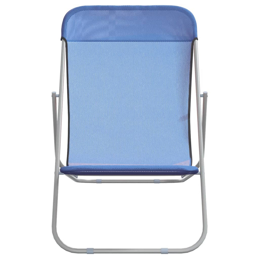 Strandstoelen 2 St Textileen En Gepoedercoat Staal Blauw