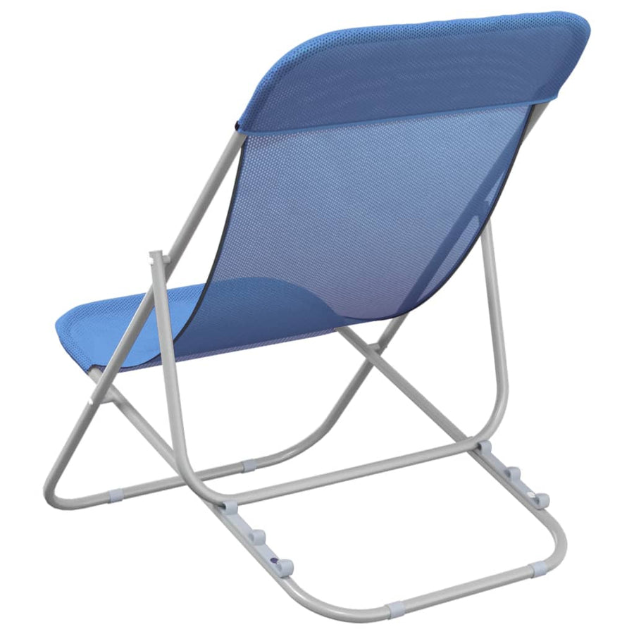 Strandstoelen 2 St Textileen En Gepoedercoat Staal Blauw