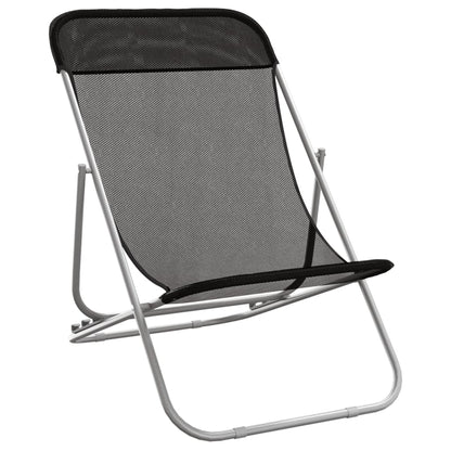 Strandstoelen 2 St Textileen En Gepoedercoat Staal Zwart