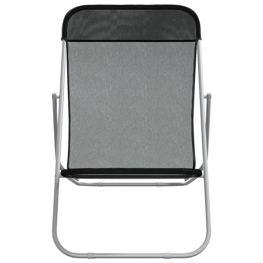 Strandstoelen 2 St Textileen En Gepoedercoat Staal Zwart