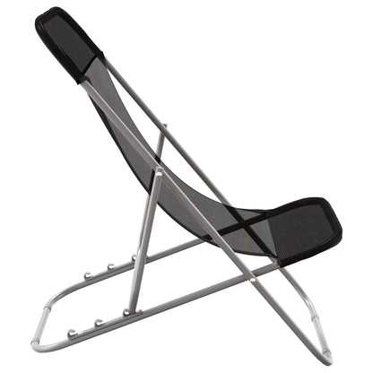 Strandstoelen 2 St Textileen En Gepoedercoat Staal Zwart
