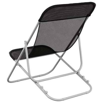 Strandstoelen 2 St Textileen En Gepoedercoat Staal Zwart
