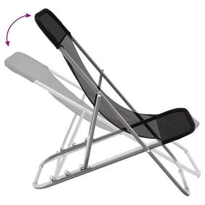 Strandstoelen 2 St Textileen En Gepoedercoat Staal Zwart
