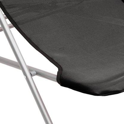 Strandstoelen 2 St Textileen En Gepoedercoat Staal Zwart