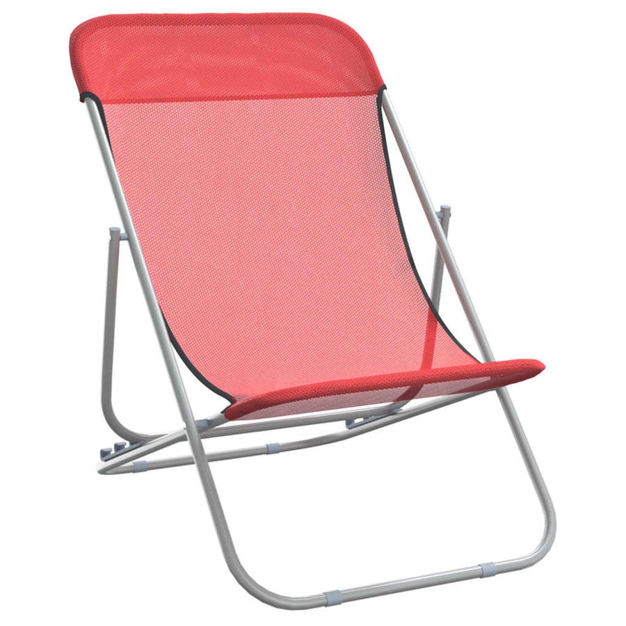 Strandstoelen 2 St Textileen En Gepoedercoat Staal Rood