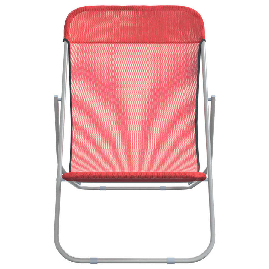 Strandstoelen 2 St Textileen En Gepoedercoat Staal Rood