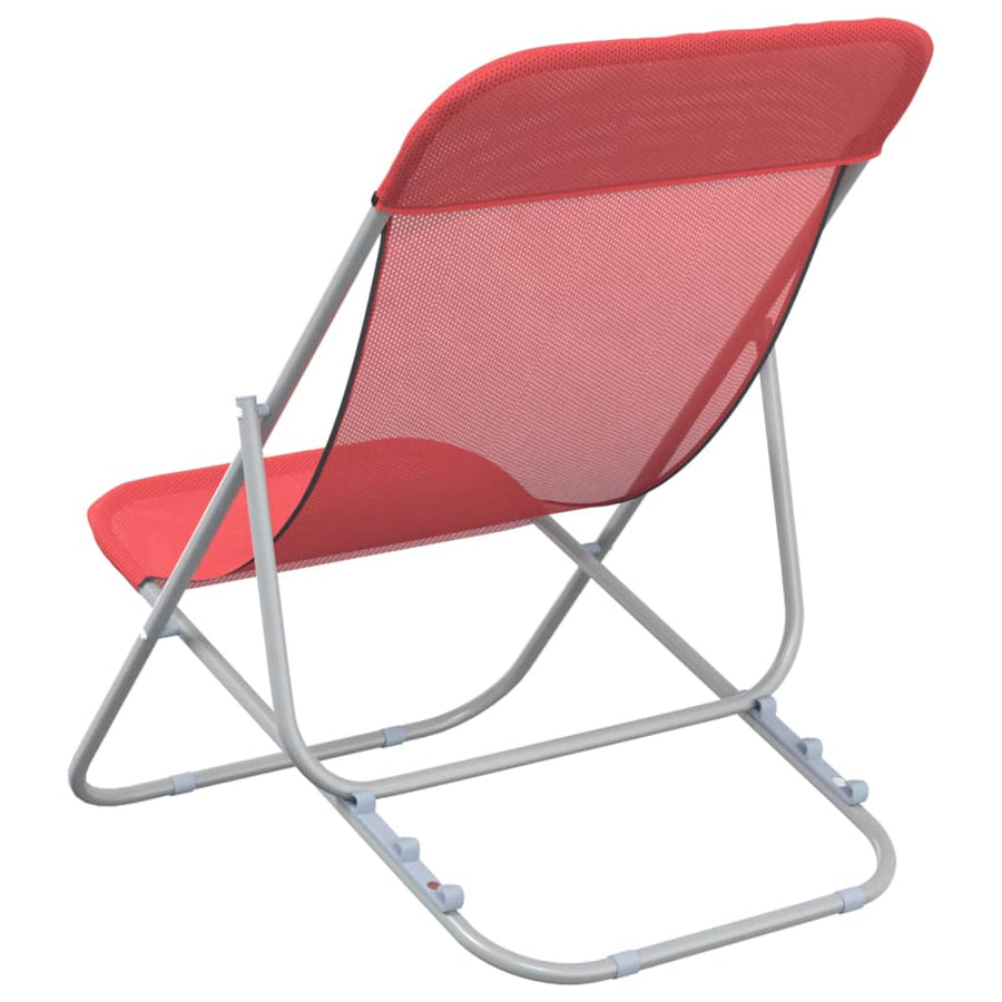 Strandstoelen 2 St Textileen En Gepoedercoat Staal Rood
