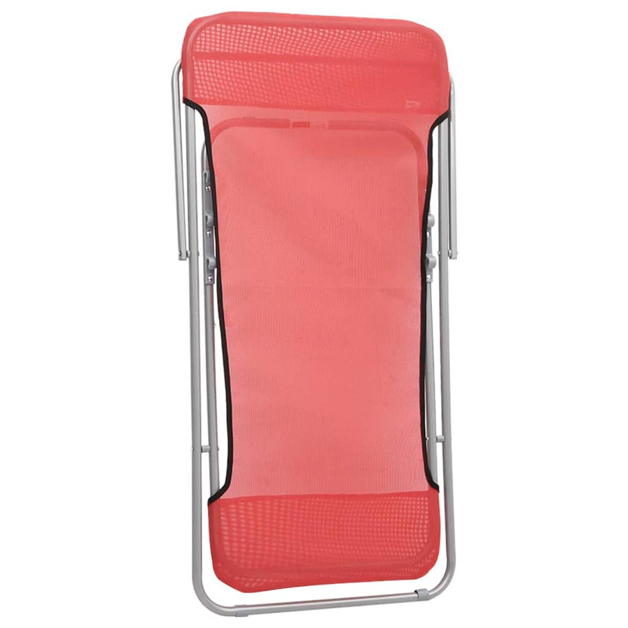 Strandstoelen 2 St Textileen En Gepoedercoat Staal Rood