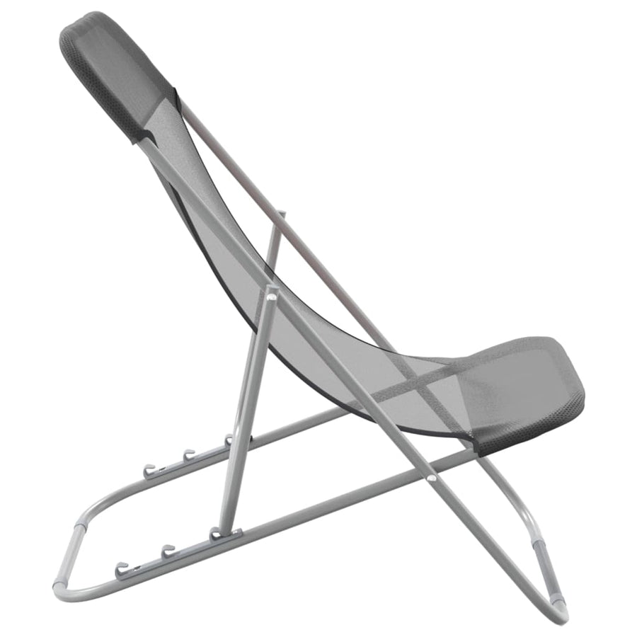 Strandstoelen 2 St Textileen En Gepoedercoat Staal Grijs
