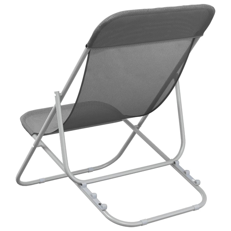 Strandstoelen 2 St Textileen En Gepoedercoat Staal Grijs