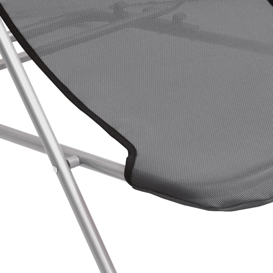 Strandstoelen 2 St Textileen En Gepoedercoat Staal Grijs