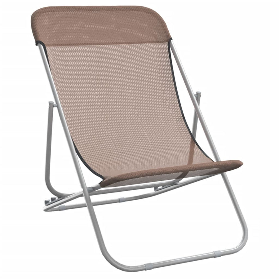 Strandstoelen 2 St Textileen En Gepoedercoat Staal Bruin