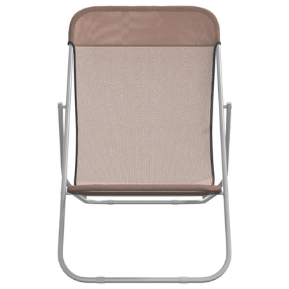 Strandstoelen 2 St Textileen En Gepoedercoat Staal Bruin