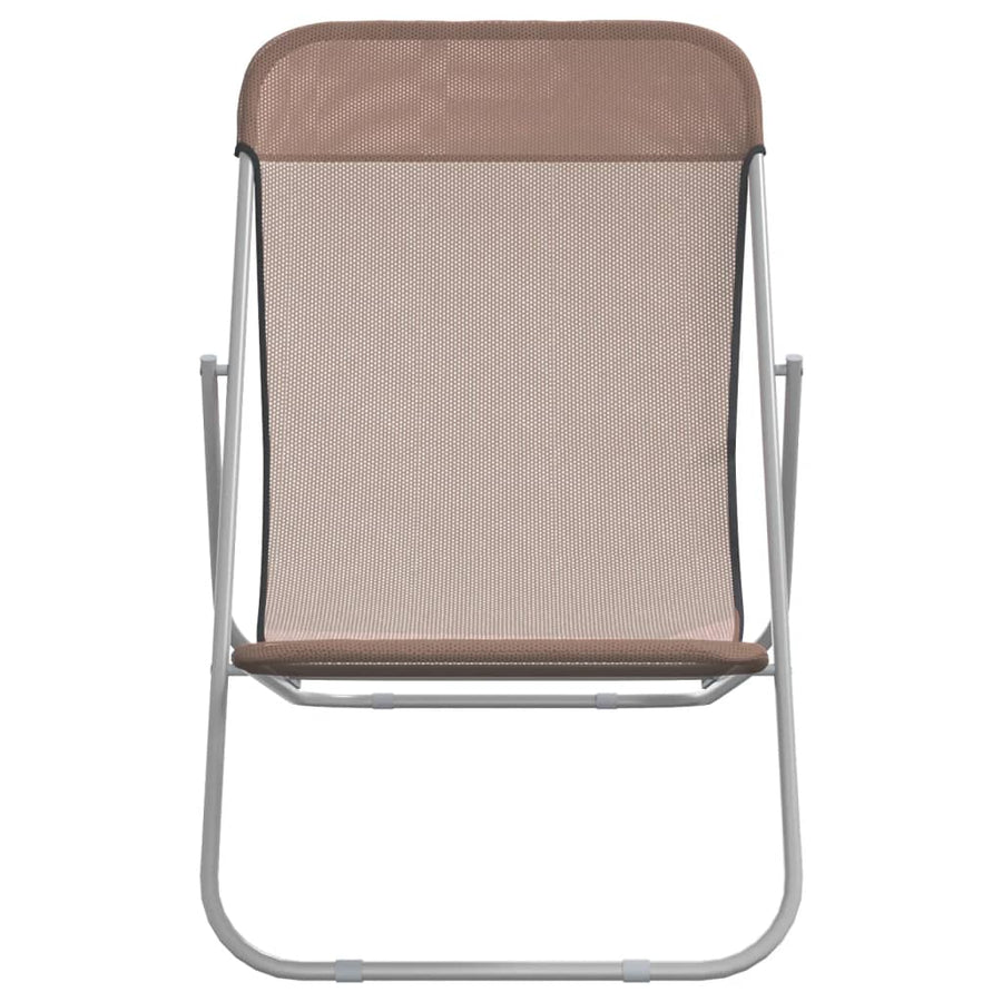 Strandstoelen 2 St Textileen En Gepoedercoat Staal Bruin