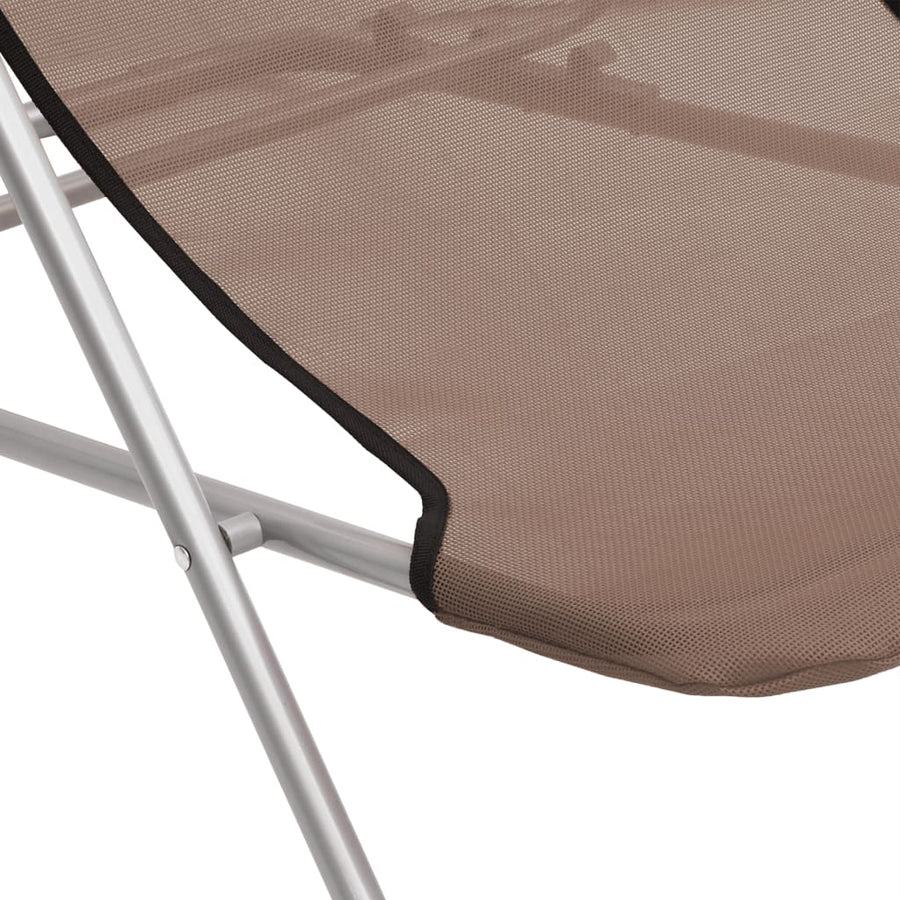 Strandstoelen 2 St Textileen En Gepoedercoat Staal Bruin