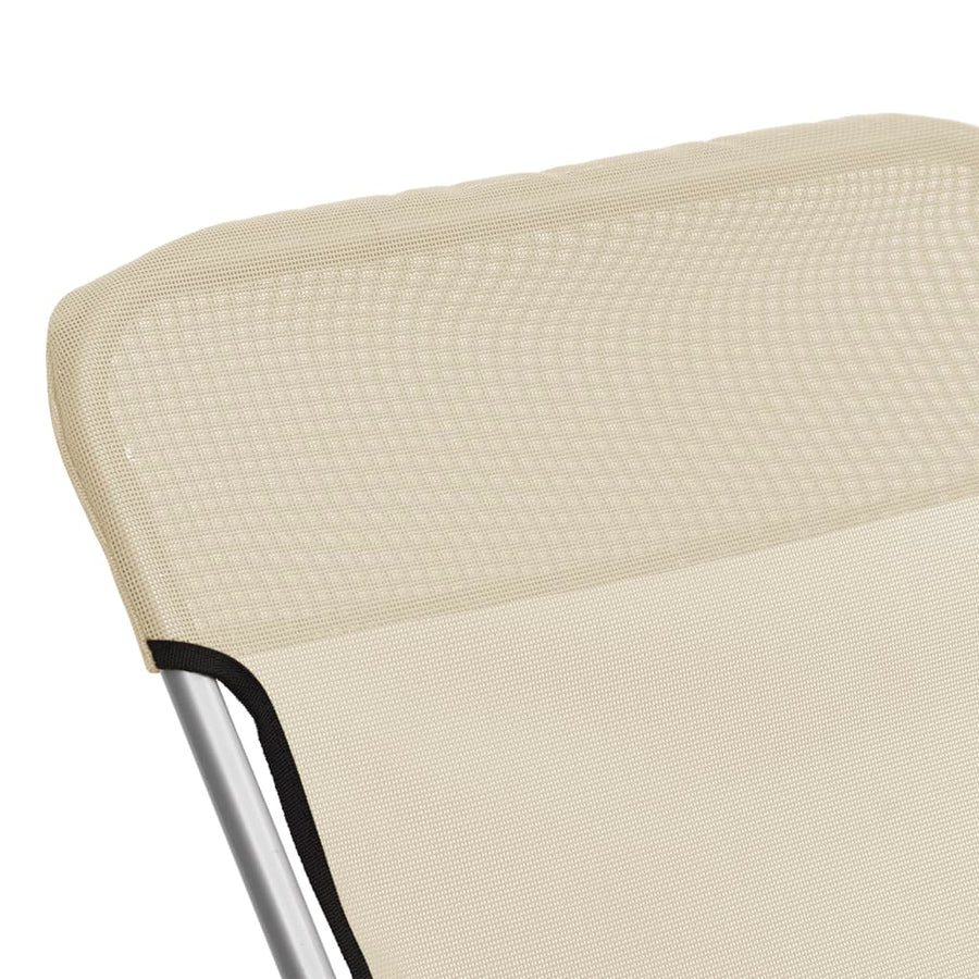 Strandstoelen 2 st textileen en gepoedercoat staal crèmekleurig