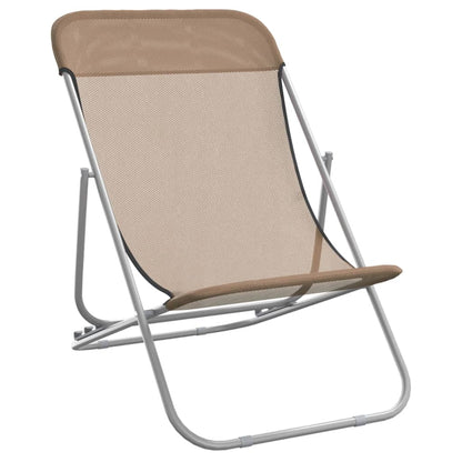 Strandstoelen 2 St Textileen En Gepoedercoat Staal Taupe