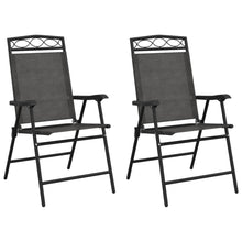 Tuinstoelen 2 st inklapbaar staal en textileen gemêleerd grijs