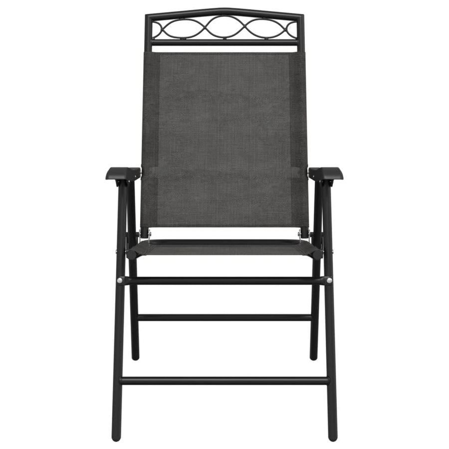 Tuinstoelen 2 st inklapbaar staal en textileen gemêleerd grijs