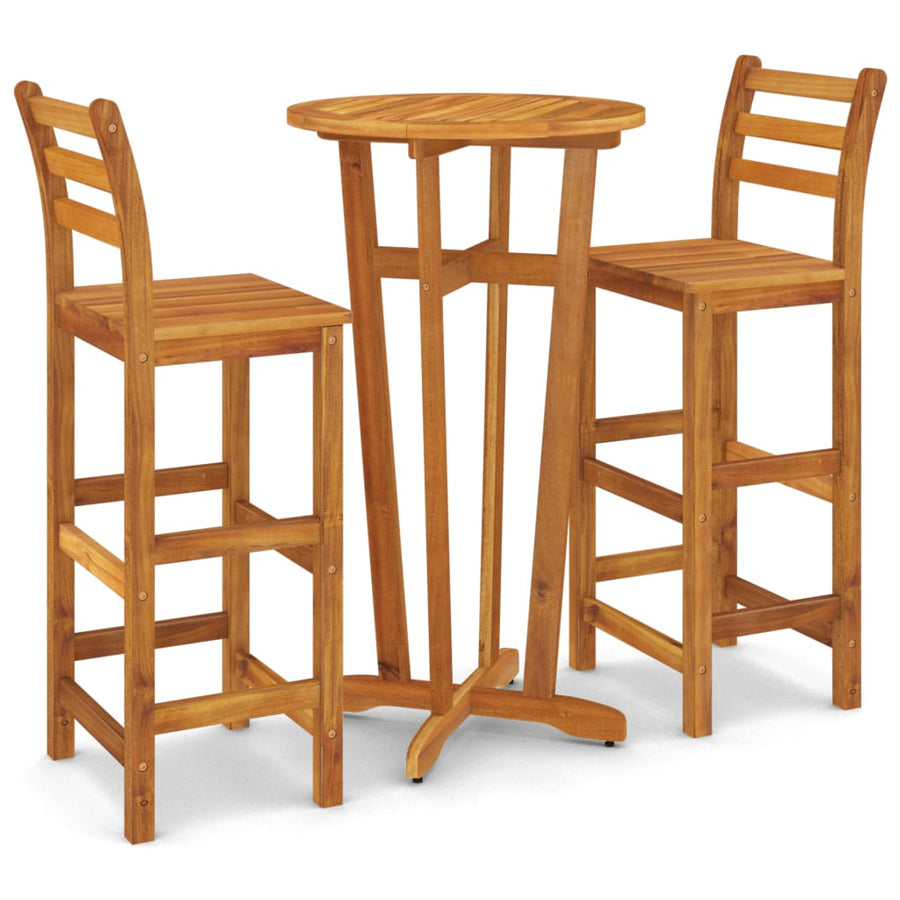 -Delige Tuinbarset Massief Acaciahout 3 Barstoelen met rugleuning